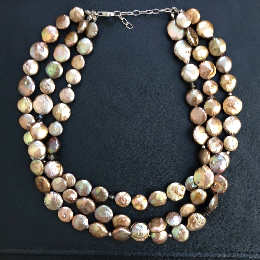 Retired Silpada Copper Coin Pearl Necklace